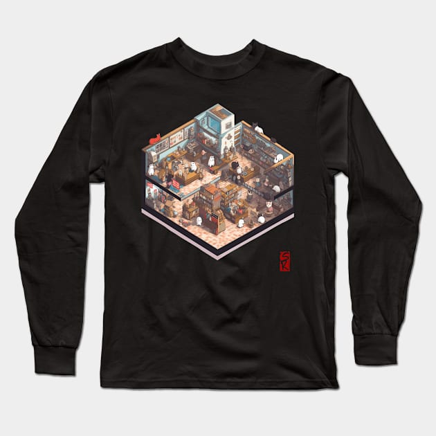 Isometric cat library Long Sleeve T-Shirt by siriusreno